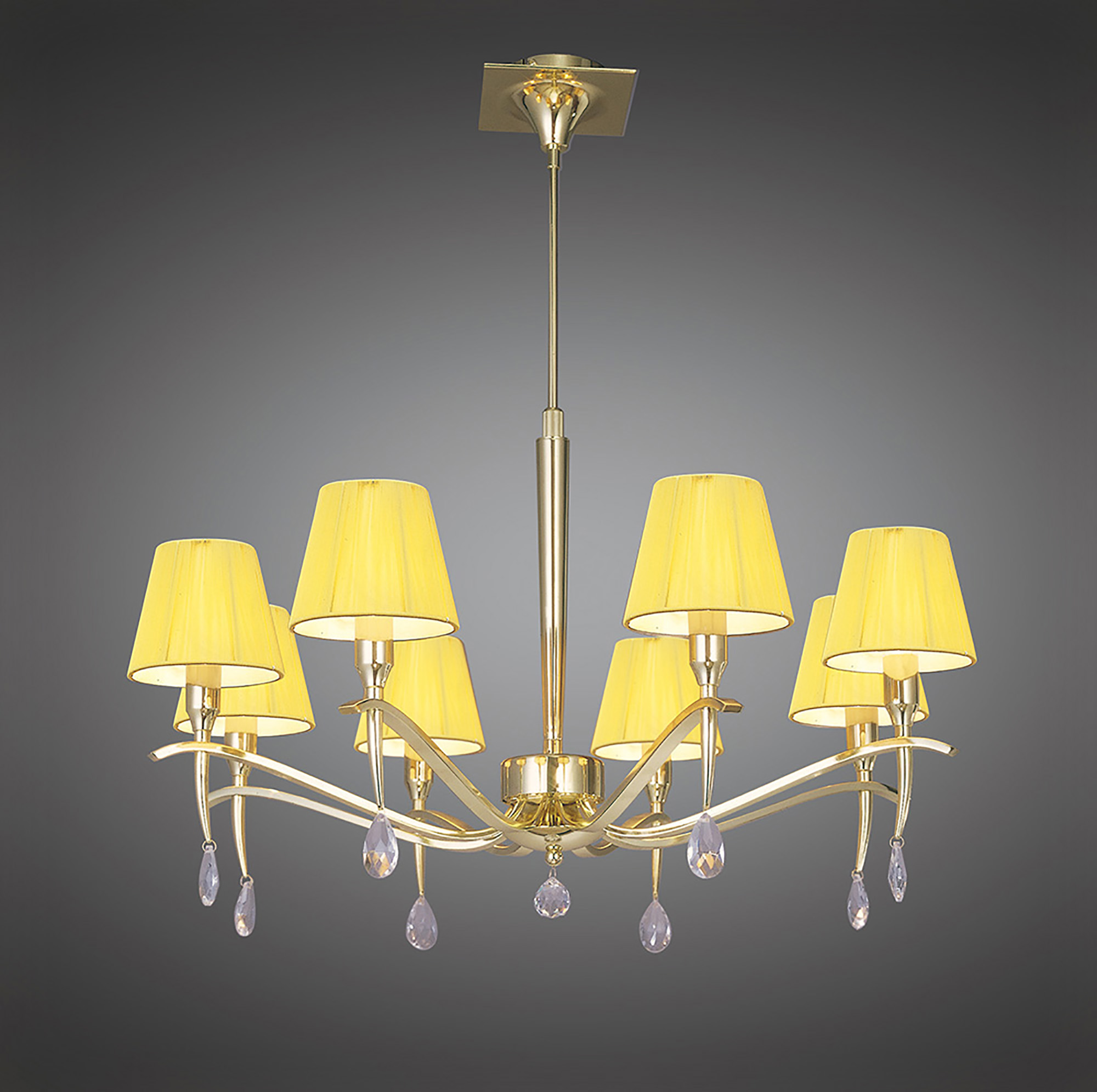 Siena Polished Brass Crystal Ceiling Lights Mantra Shaded Crystal Fittings